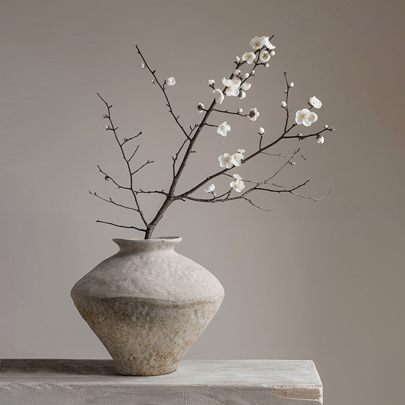 Wabi-Sabi Style White Porcelain Vase – Decorative Home Accent
