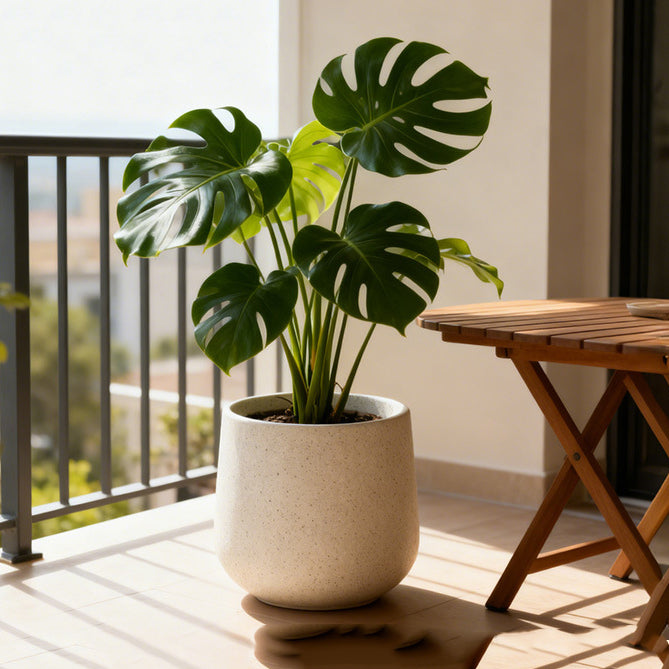 Large-Mouth Black Faux Cement Plastic Floor Planter