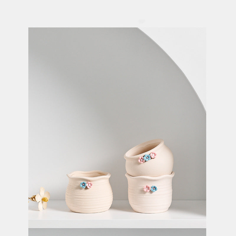 Mini Ceramic Succulent Planter Set – Modern Minimalist Small Pots