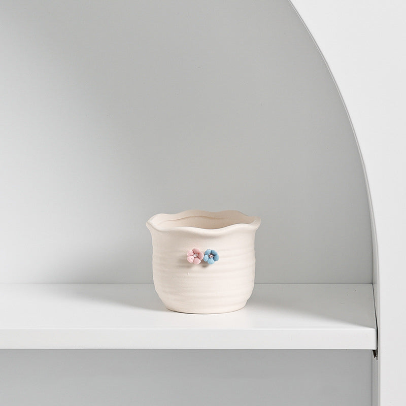 Mini Ceramic Succulent Planter Set – Modern Minimalist Small Pots