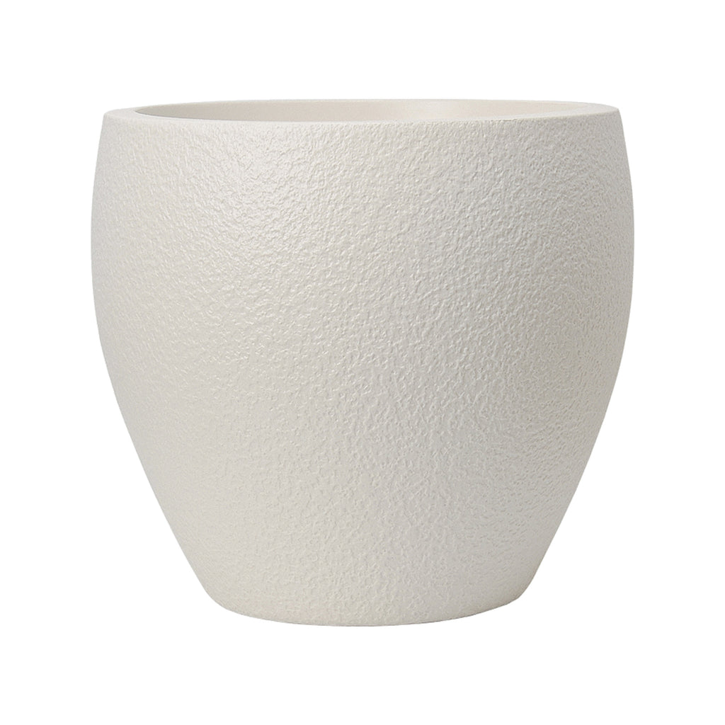 Modern Minimalist Medium White Speckled Faux Ceramic Plastic Planter