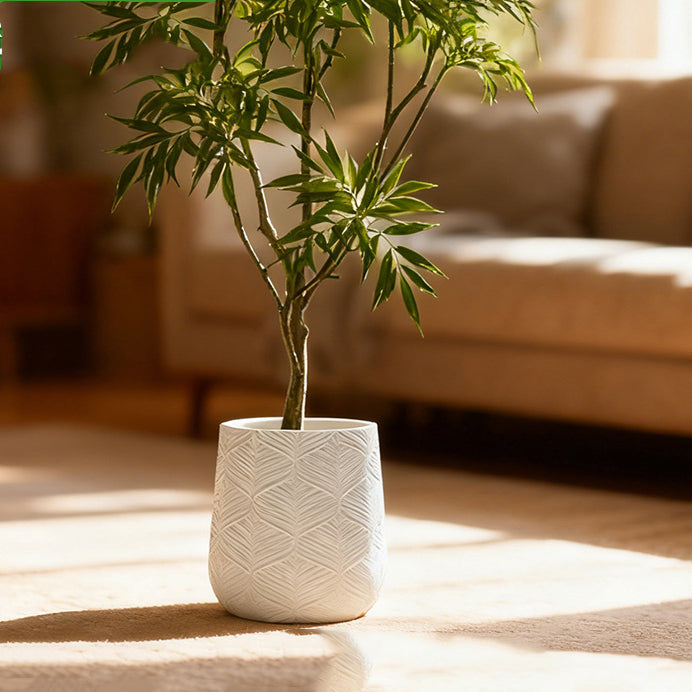 Nordic Style Round Faux Stone Plastic Planter