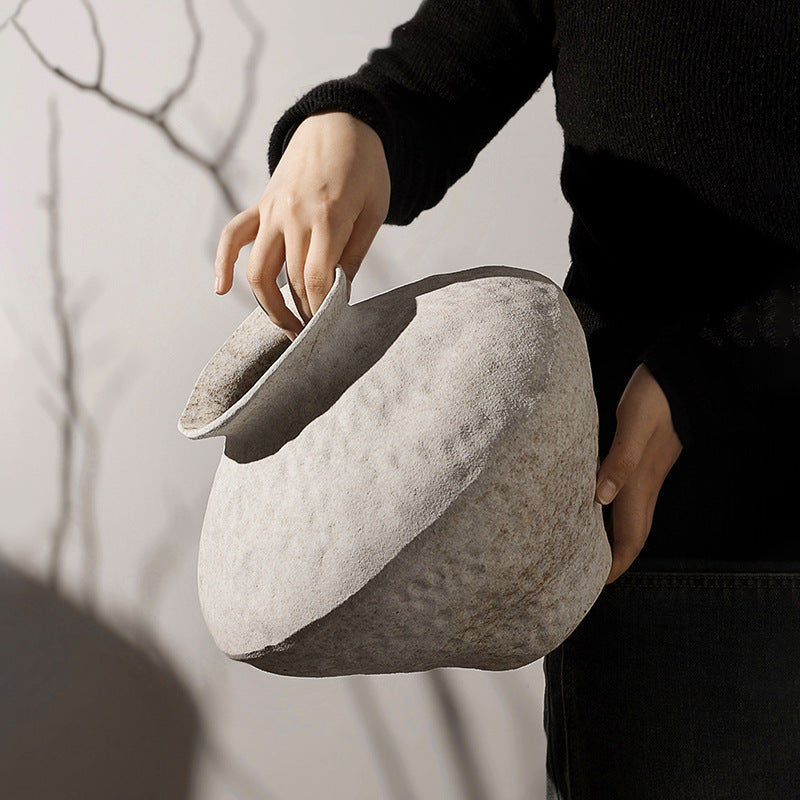 Wabi-Sabi Style White Porcelain Vase – Decorative Home Accent