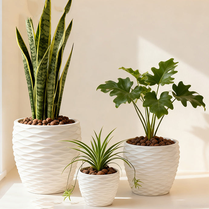 Minimalist Beige Impact-Resistant Plastic Floor Planter