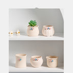 Mini Ceramic Succulent Planter Set – Modern Minimalist Small Pots