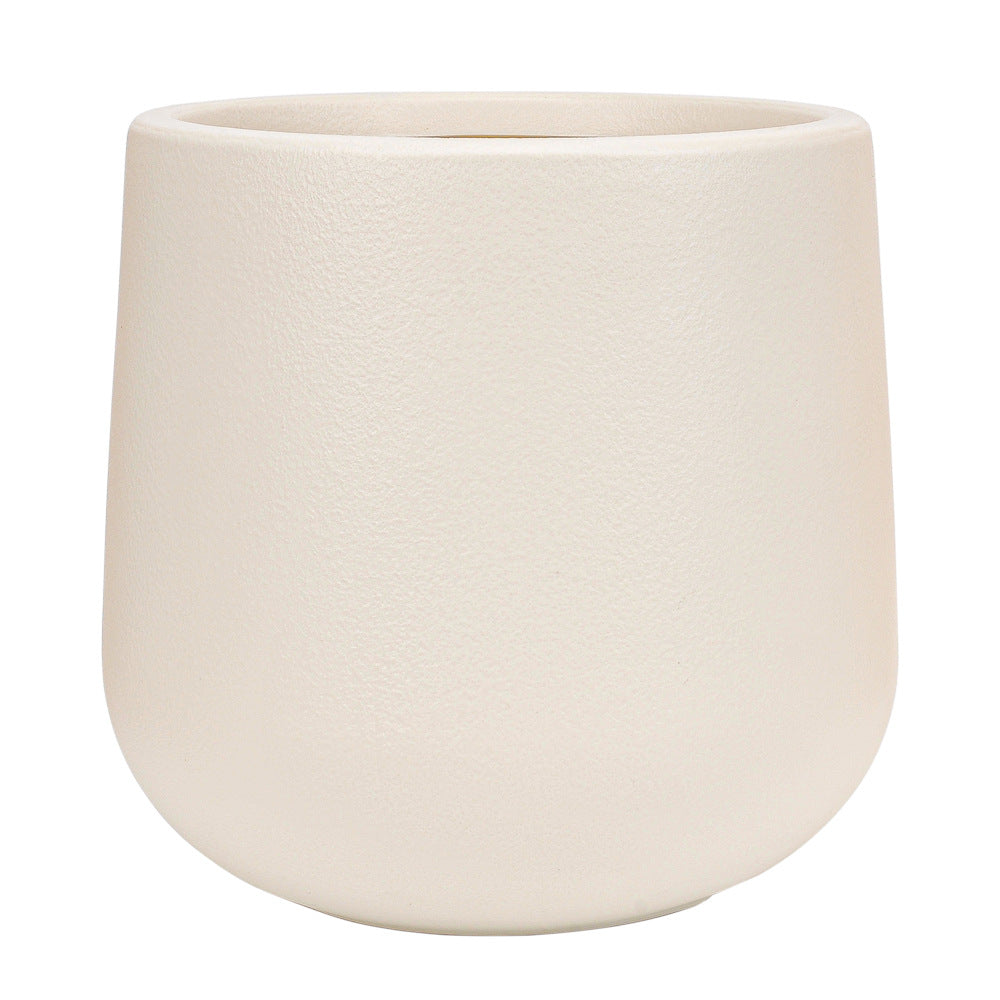 Large-Mouth Black Faux Cement Plastic Floor Planter